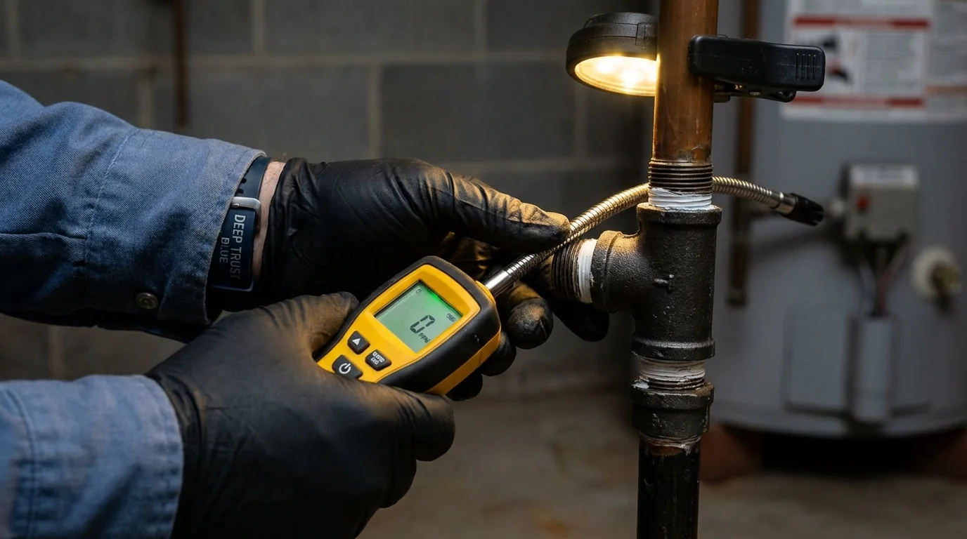 Gas leak detection with electronic sniffer by Johns Plumbing LLC in Julian